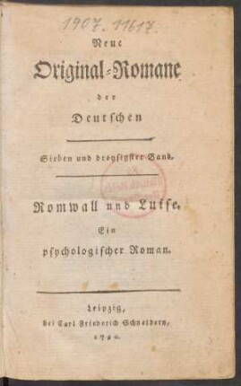 Romwall und Luise : Ein psychologischer Roman