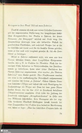 Kriegsminister Graf Alfred von Fabrice