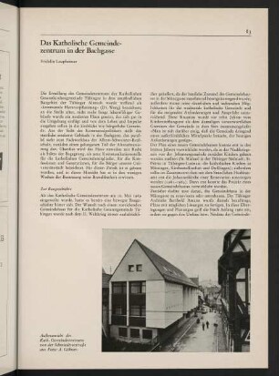 83-87, Das Katholische Gemeindezentrum in der Bachgasse