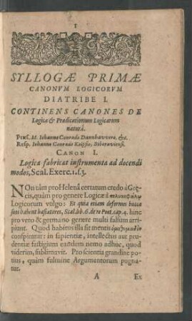 Syllogae Primae Canonum Logicorum