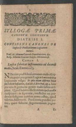 Syllogae Primae Canonum Logicorum