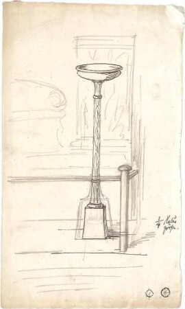 Hildebrand, Adolf von; München; Grabdenkmal Carl Röhrer - Weihwasserbecher (Perspektive)
