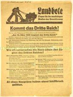 Flugschrift sozialdemokratischer Ausrichtung zur Reichspräsidentenwahl 1932