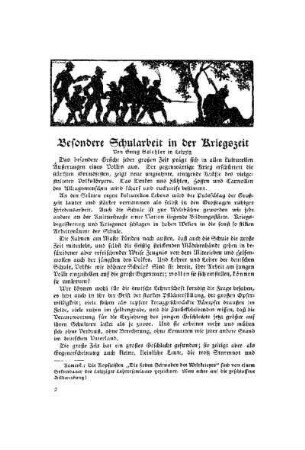 Besondere Schularbeit in der Kriegszeit