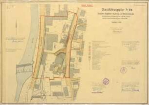 Durchführungsplan Nr. 8b. Zwischen Sieghütter Hauptweg und Bismarckstraße. 1. Ausfertigung. Nördliche Grenze: Verlängerung des Sieghütter Gartens. Südliche Grenze: Verlängerug der Siegtalstraße. Inhalt: Bismarckstraße, Sieghütter Hauptweg, Sieghütter Garten, Querstraße, Siegtalstraße, Spritzenhausgasse