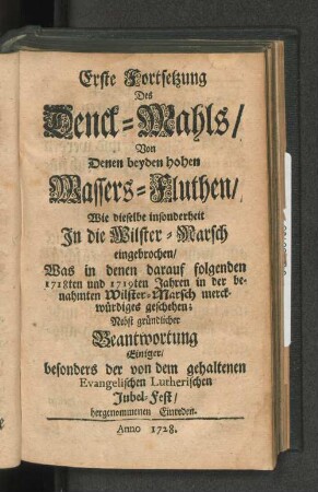Erste Fortsetzung Des Denck-Mahls