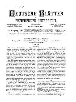Falsche und wahre Apologetik : (Fortsetzung)