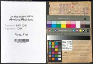 Entnazifizierung Fritz Plaag , geb. 24.01.1890 (Stadtinspektor)