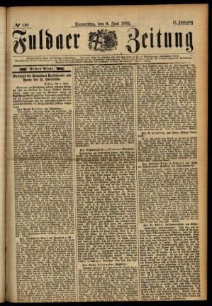 Erste Ausgabe vom Donnerstag, den 09. Juni 1892.