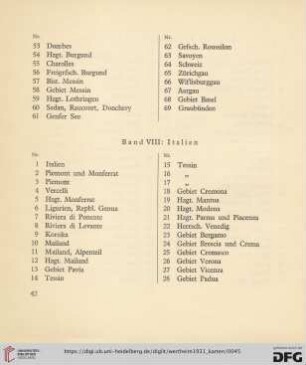 Band VIII: Italien (Nr. 1-64)