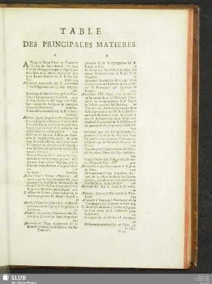 Table Des Principales Matieres
