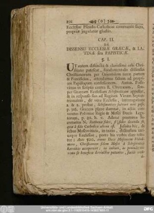 Cap. II. De Dissensu Ecclesiae Graecae, & Latinae seu Papisticae.