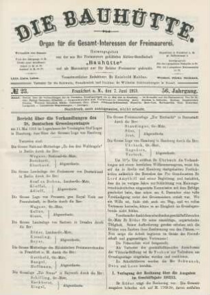 No. 23. Frankfurt a. M., den 7. Juni 1913. 56. Jahrgang.