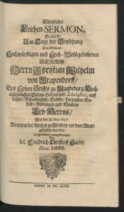 Christlicher Leichen-Sermon