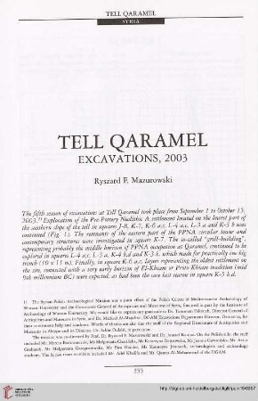 15: Tell Qaramel : excavations, 2003