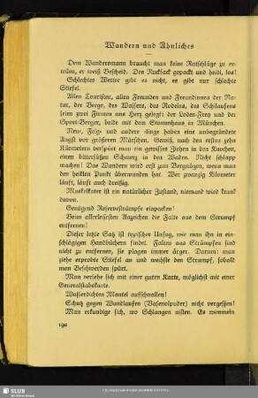 Wandern und Ähnliches