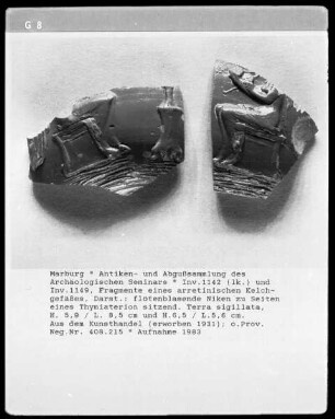 Fragmente eines arretinisches Gefäßes (Terra Sigillata)
