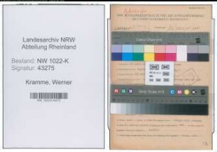 Entnazifizierung Werner Kramme , geb. 27.04.1892 (Kaufmann)