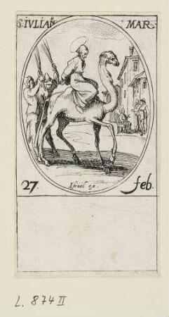 Feburar - Heiliger Julianus, Blatt 17 der Folge "Les images de tous les saincts et saintes de l'année"