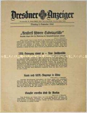 "Nachrichtenblatt "Dresdner Anzeiger" u.a. zur Irish Republican Army