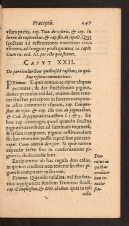 Capvt XXII. De particularibus quibusda casibus, in quibus vsura committitur.