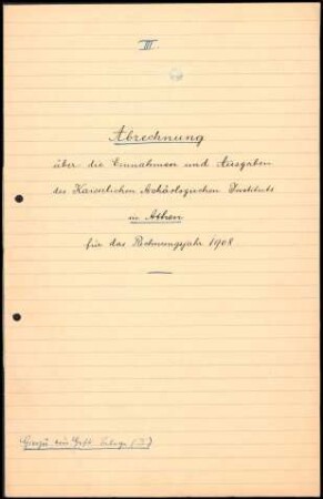 Abrechnung 1908