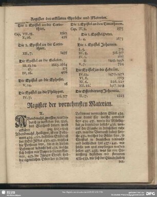 Register der vornehmsten Materien