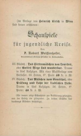 Im Verlage von Heinrich Kirsch in Wien sind ferner erschienen: