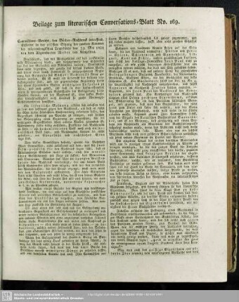 Beilage zum literarischen Conversations-Blatt No. 169