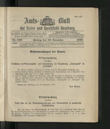 No. 246, 26. November 1920