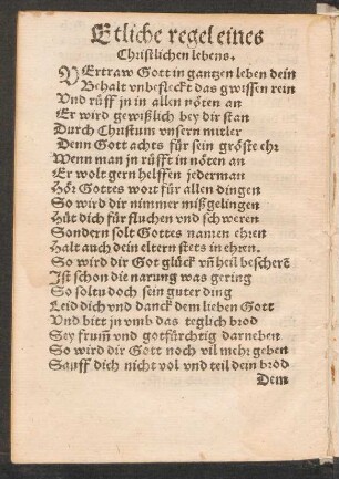 Etliche regel eines Christlichen lebens.