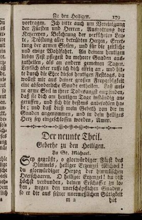 Der neunte Theil. Gebethe zu den Heiligen.