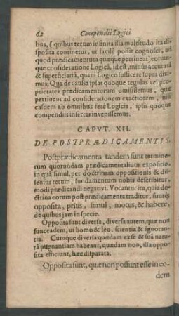 Caput XII. De Postpraedicamentis.