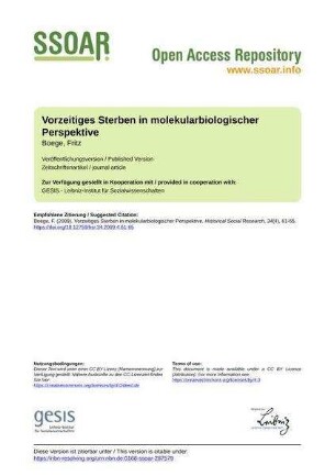 Vorzeitiges Sterben in molekularbiologischer Perspektive