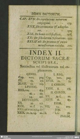 Index II. Dictorum Sacrae Scripturae, Succinctius vel illustratorum vel explicatorum