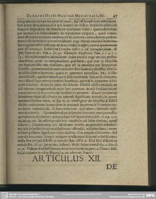 Articulus XII. De Redemptione Christi Universali & Absoluta