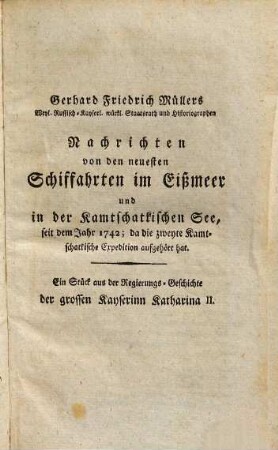 Herrn Tschitschogov Rußisch-Kayserlichen Admirals Reise nach dem Eißmeer