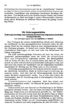 372-374, Die Sicherungsanstalten. Änderungsvorschläge zum amtlichen Entwurf eines allgemeinen deutschen Strafgesetzbuches