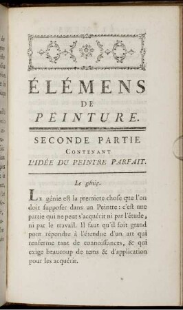 Seconde Partie. Contenant L' Idée du Peintre parfait