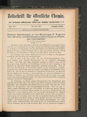 Heft XIV, Jahrgang XXIII