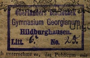 Stempel / Oberländers Bibliothek, Gymnasium Georgianum Hildburghausen