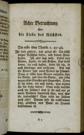 Achte Betrachtung über die Liebe des Nächsten.