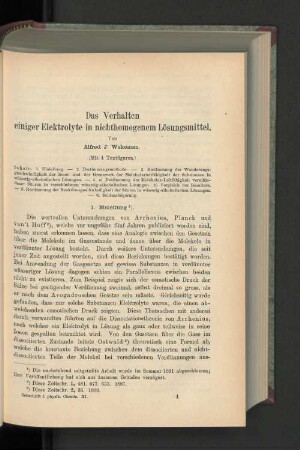 Das Verhalten einiger Elektrolyte in nichthomogenem Lösungsmittel.