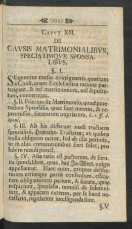 Caput XIII. De Causis Matrimonialibus, Speciatimque Sponsalibus
