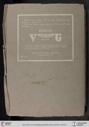 Eastman Kodak Company [Kodak Velvet Green Paper, back cover verso]