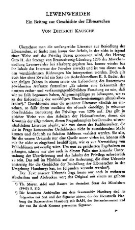 Lewenwerder : ein Beitrag zur Geschichte der Elbmarschen
