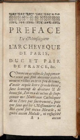 Preface De Monseigneur L'Archeveque De Paris, Duc Et Pair De France, & c.