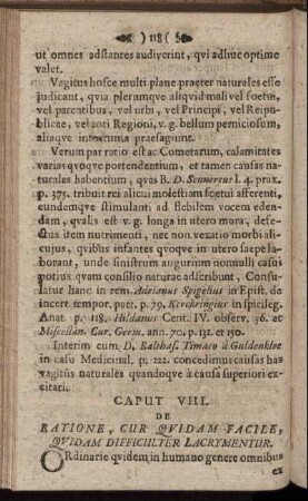 Caput VIII. De Ratione, Cur Quidam Facile, Quidam Difficulter Lacrymentur