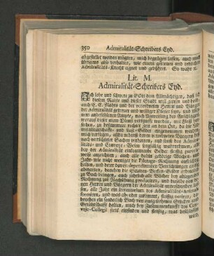 Lit. M. Admiralität-Schreibers End.