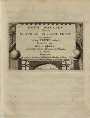 Deux sonates pour le clavecin ou piano forte acompagnés d'un flûte obligée : oeuvre IV